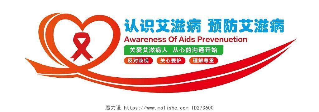 红色简约艾滋病宣传认识艾滋病预防艾滋病教育宣传文化墙